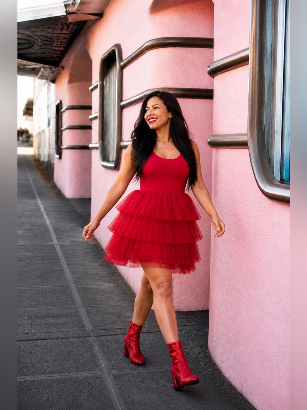 torrid Red Tiered Tulle Mini Dress - Picture 4 of 16